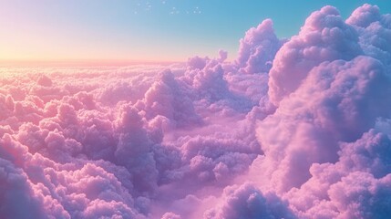 Fototapete - Cartoon rendering in 3D depicting cloudy skies a horizon and an infinite atmosphere