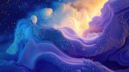 Aufkleber - Background abstraction with nature and space in a 3D cartoon rendering