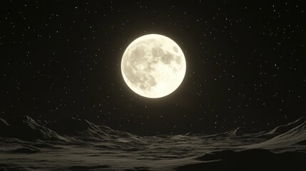 Aufkleber - Full moon in the black night sky depicted in 3D cartoon rendering