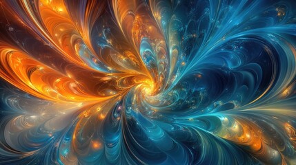 Leinwandbilder - Artistic fractal shapes backdrop in a 3D cartoon rendering Abstract colorful cosmic background with a splash texture Blue light illustration
