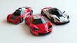 © Johnathan - Three Sleek Electronic Sports Cars Displayed on a Clean Surface Generative AI