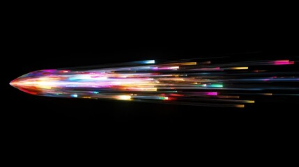 Aufkleber - Abstract blurred space comet with multi colored light lines on a black background in a 3D cartoon rendering