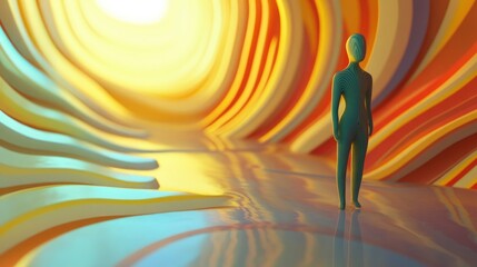 Aufkleber - Abstract figure with background in 3D cartoon rendering