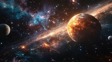 Aufkleber - Universe in 3D cartoon rendering