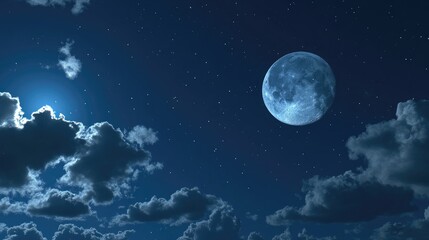 Wall Mural - moon in the night sky 3d cartoon rendering