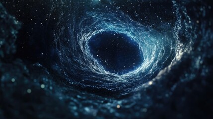 Wall Mural - black hole in space 3d cartoon rendering with an abstract background