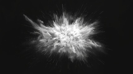 Leinwandbilder - Freeze motion of white particles on a black background in a 3D cartoon rendering Abstract dust overlay texture from a powder explosion