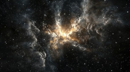 Wall Mural - 2d illustration with a 3d cartoon rendering in a deep space stellar background featuring a black uni