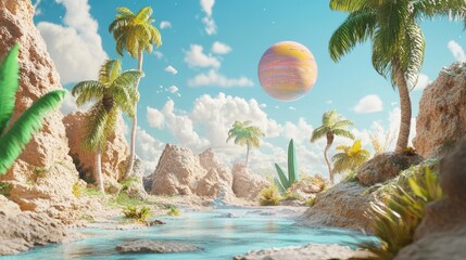 Aufkleber - Cartoon rendering in 3D of a planet