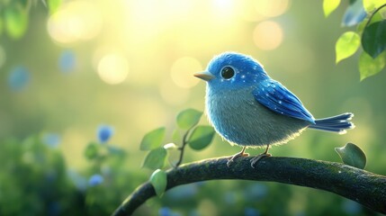 Aufkleber - 3D rendering of a cartoon depiction of a bluebird galaxy