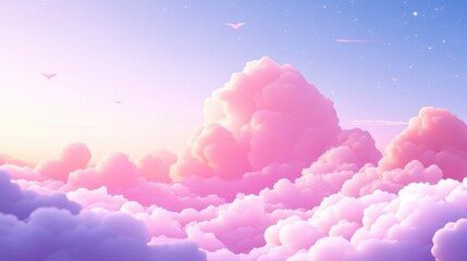 Aufkleber - beautiful sky and clouds background image in 3d cartoon rendering