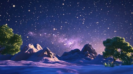 Aufkleber - Beautiful view of the Milky Way in 3D cartoon rendering