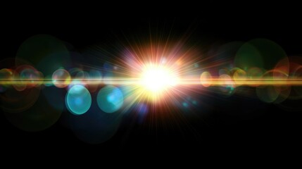 Leinwandbilder - Artistic lens flare effect in a 3D cartoon rendering isolated on a black background This can be overlaid on an image using screen mode for a realistic lens flare effect