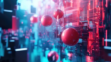 Aufkleber - Abstract global technology background featuring a 3D cartoon rendering Concept of digital innovation for your design
