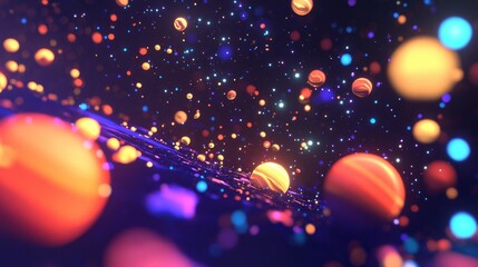 Aufkleber - 3D cartoon depiction of planet stars and galaxies in open space