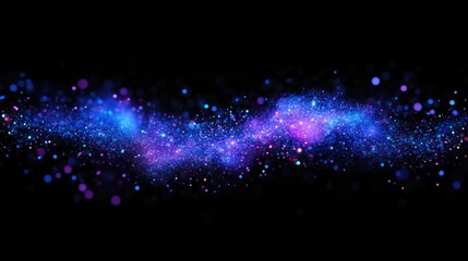 Aufkleber - Bright galaxy in a 3D cartoon rendering featuring abstract blue and purple sparkles against a black background Fantasy fractal texture Digital art