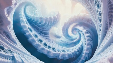 Fototapete - Abstract fractal patterns and shapes in a 3D cartoon rendering Infinite universe with mysterious psychedelic relaxation patterns Dynamic flowing natural forms and sacred geometry featuring mystica