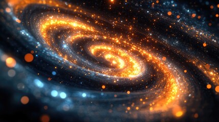 Fototapete - Abstract 3d illustration featuring a neon background with luminous swirling elements and a glowing spiral design The composition includes an elegant black backdrop a halo effect isolated power vis