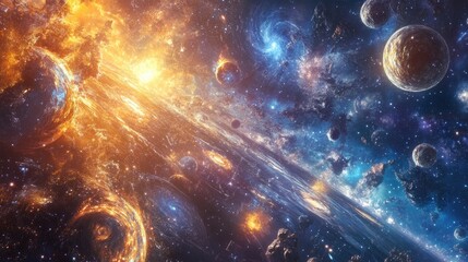 Aufkleber - Cosmos art featuring 3D cartoon rendering