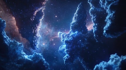Aufkleber - Nebula and cluster of stars in deep space depicted in 3D cartoon rendering Science fiction art