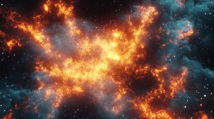 Aufkleber - Fiery explosion in space depicted in 3D cartoon rendering Abstract illustration of the universe