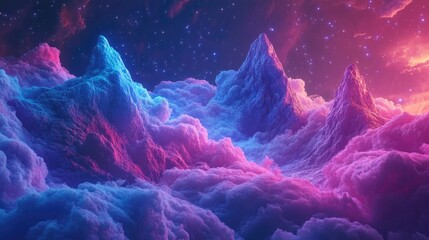 Aufkleber - Colorful cartoon nebula and stars in a 3D rendering Abstract pattern wallpaper