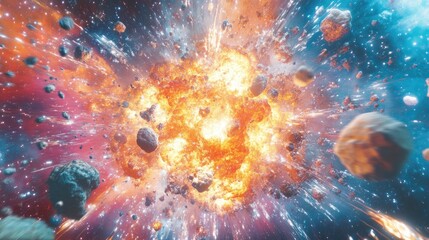 Poster - Stellar chaos depicted in a 3D cartoon rendering