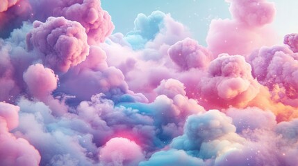 Aufkleber - Clouds of mist on vibrant colorful backgrounds in 3D cartoon rendering