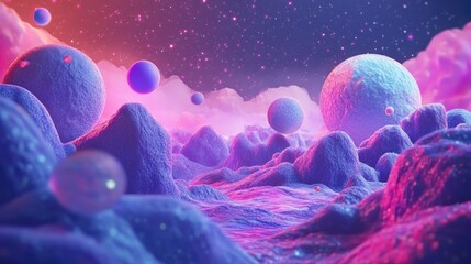 Aufkleber - Universe cosmos background in 3D cartoon rendering