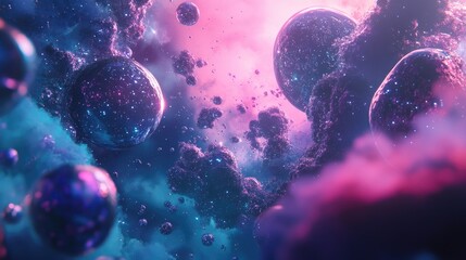 Aufkleber - Endless cosmos depicted in a 3D cartoon rendering Science fiction wallpaper