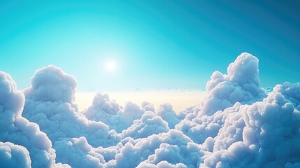 Aufkleber - 3D cartoon depiction of fluffy clouds in a blue sky