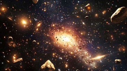 Aufkleber - 3D cartoon rendering featuring stars and a galaxy in open space
