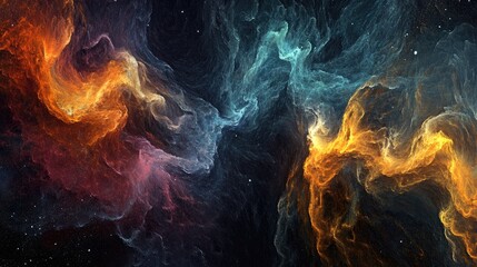 Wall Mural - fractal nebula background in 3d cartoon rendering