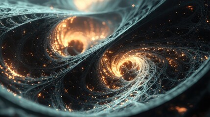 Fototapete - Abstract fractal illustration resembling galaxies in 3D cartoon rendering