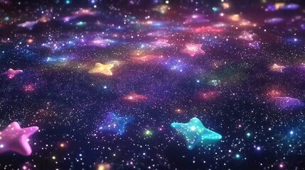 Aufkleber - High definition star field background featuring a 3D cartoon rendering of deep space Colorful starry outer space background texture