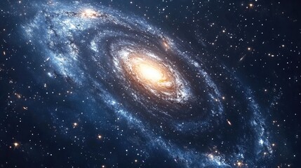 Wall Mural - stars and spiral galaxy in free space depicted in 3d cartoon rendering
