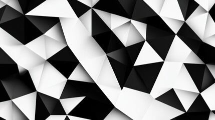 Wall Mural - Abstract Geometric Background with Sharp Triangles in Black and White, Illustrating Modern Art and Digital Design with Depth and Texture for Various Creative Projects