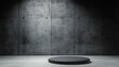 © Kakabe - A sleek, minimalistic gray backdrop featuring a circular platform can serve various purposes, such as product staging, presentation setups, or creative photography projects