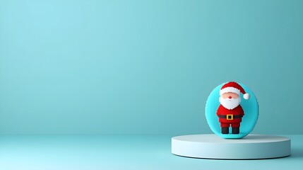 Wall Mural - Festive Santa Claus figurine on a minimalist display