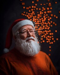 Wall Mural - Santa Claus with a Magical Pixelated Effect