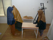 © airdone - Asian muslim women, mother and daughter doing crafts work, covering table with wooden textured vinyl