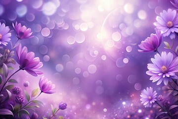 Wall Mural - dreamy purple floral background with soft bokeh light Forced Perspective