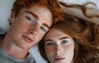 © Anastasiia - Serene Redheads: Intimate Portrait of Freckled Siblings Embracing