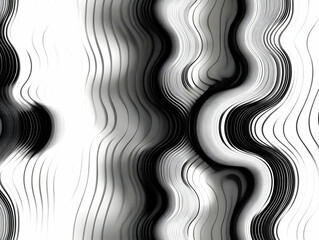 Canvas Print - abstract black and white wave pattern with flowing lines creating a dynamic visual effect.
