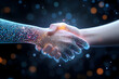 © terryyip - Digital graphic of a handshake surrounded by abstract light, symbolizing trust in service