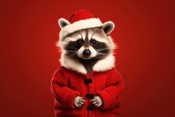 Wall Mural - Raccoon christmas mammal animal.