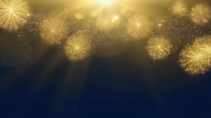 Wall Mural - An abstract background video dark blue gold particles creating magical festive atmosphere stars sparkling bokeh lights perfect New Year’s Christmasthemed promotional materials holiday greetings star
