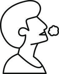 Wall Mural - Line drawing of a man exhaling a cloud of air, representing respiration, breath, and lung capacity