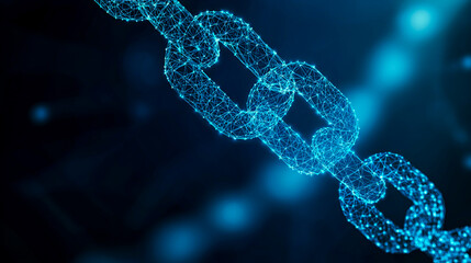 Wall Mural - abstract digital representation of a chain link symbolizing security, connectivity, and blockchain t