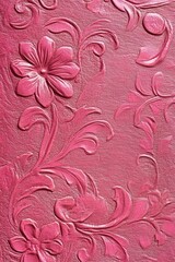 Poster - Pink wall with flowers